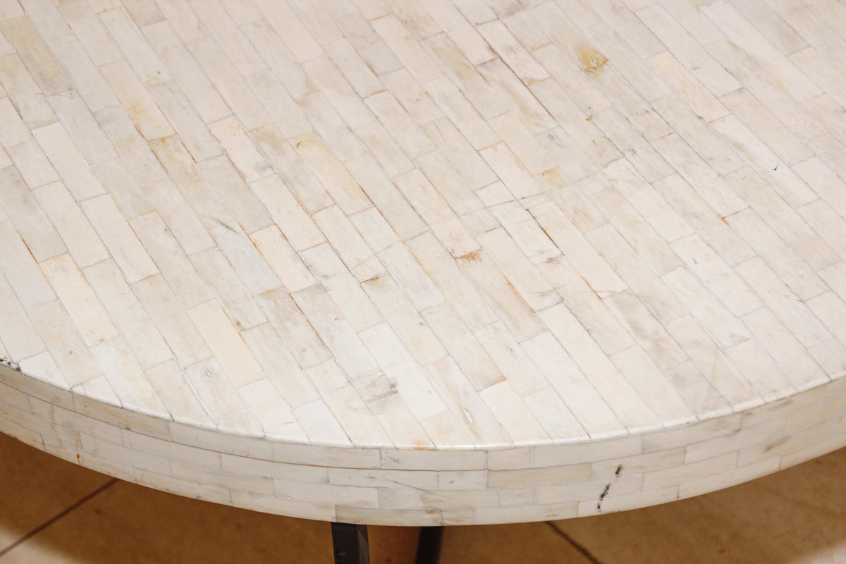 Contemporary Moorish Round Coffee Table with White Bone Inlay — Asia