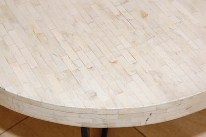 Contemporary Moorish Round Coffee Table with White Bone Inlay — Asia