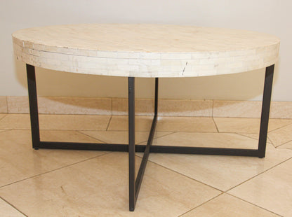 Contemporary Moorish Round Coffee Table with White Bone Inlay — Asia