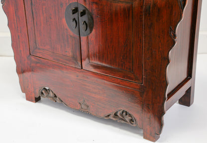 Chinese Ming Style Altar Cabinet, Red Lacquered Elmwood, 1950 — China