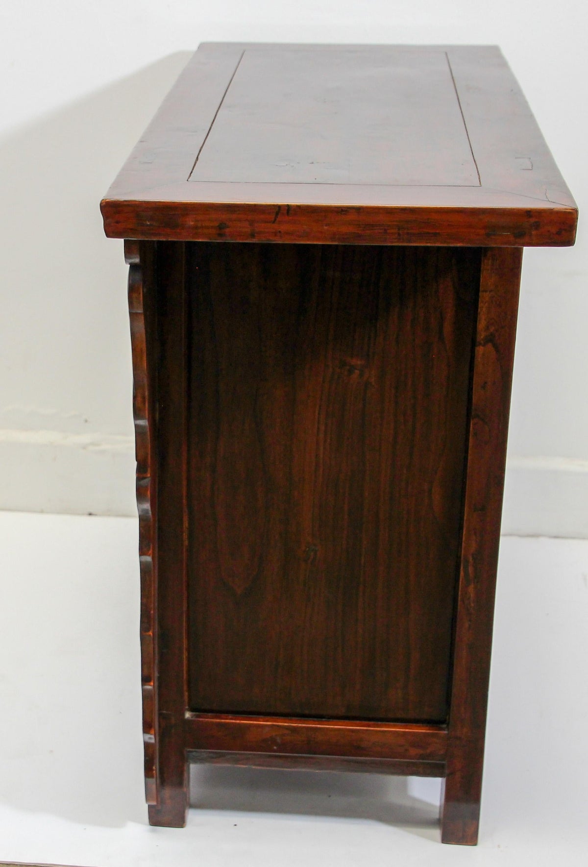 Chinese Ming Style Altar Cabinet, Red Lacquered Elmwood, 1950 — China