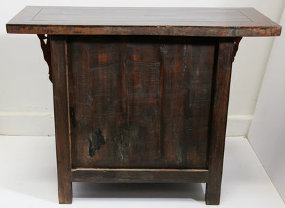Chinese Ming Style Altar Cabinet, Red Lacquered Elmwood, 1950 — China