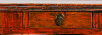 Chinese Ming Style Altar Cabinet, Red Lacquered Elmwood, 1950 — China