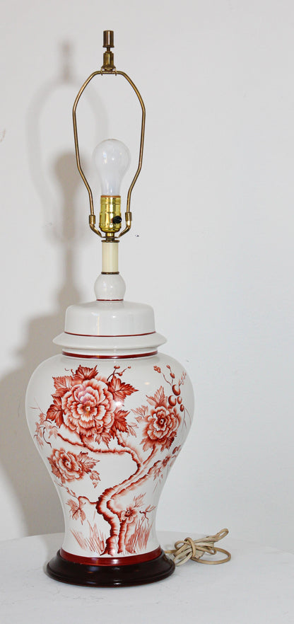 Vintage Hand-Painted Chinese Table Lamp, Floral Design, 1950 — China