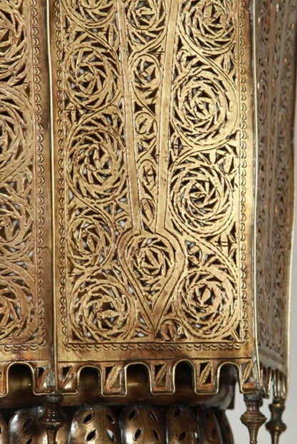 Monumental 88-Inch Moroccan Pierced Brass Chandelier Handcrafted in Marrakech – view 7