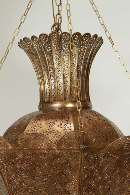 Monumental 88-Inch Moroccan Pierced Brass Chandelier Handcrafted in Marrakech – view 8