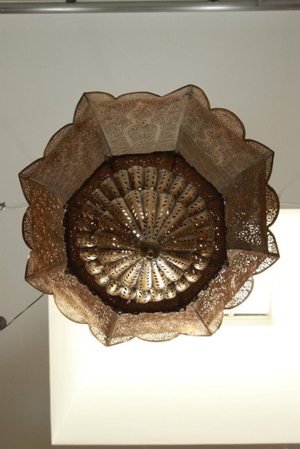 Monumental 88-Inch Moroccan Pierced Brass Chandelier Handcrafted in Marrakech – view 9
