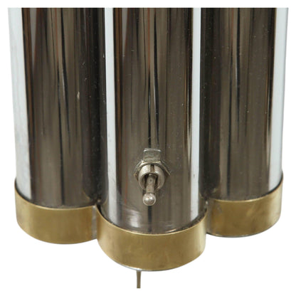 Pair of Monumental 1970s Chrome and Brass Wall Sconces, Jansen Style