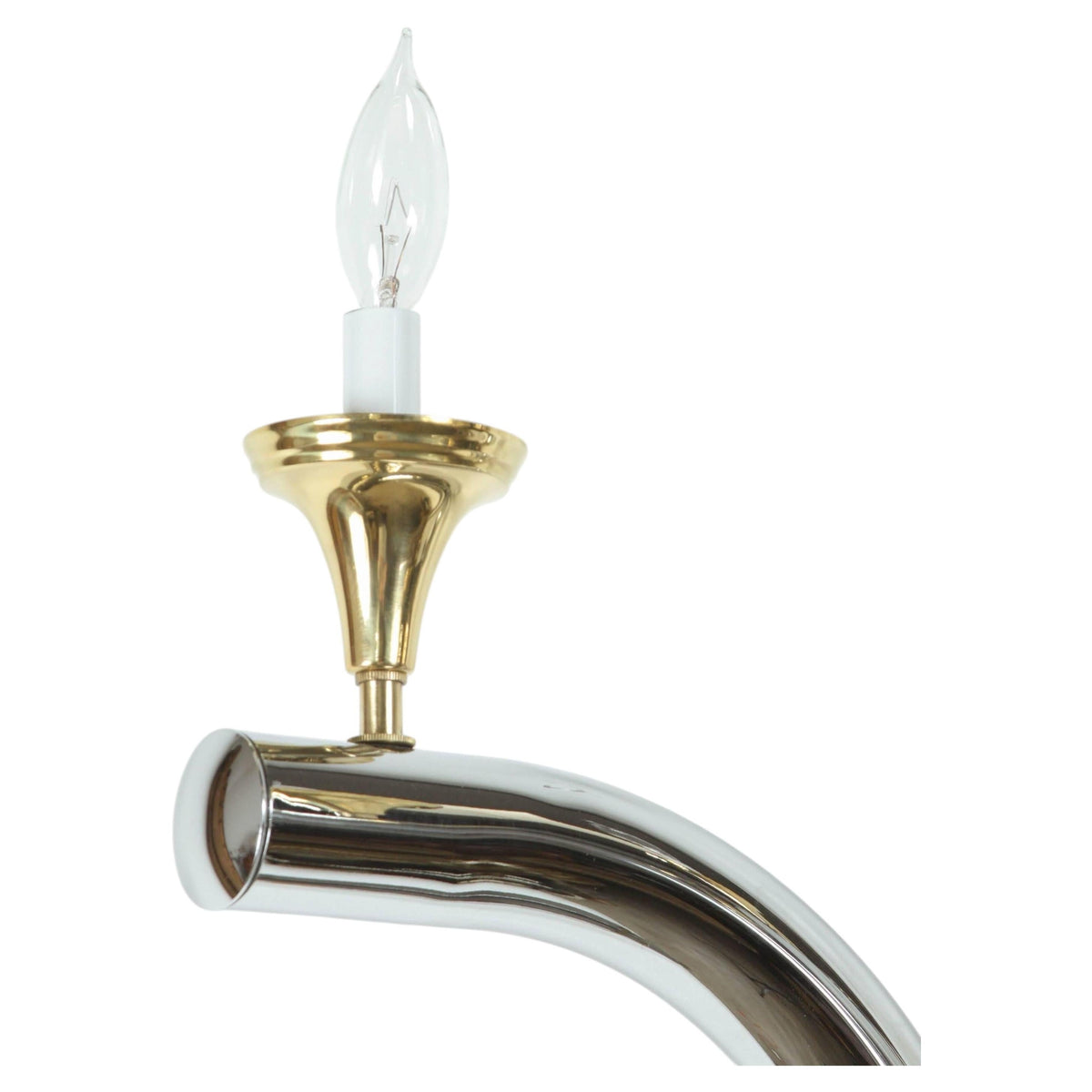 Pair of Monumental 1970s Chrome and Brass Wall Sconces, Jansen Style