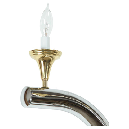 Pair of Monumental 1970s Chrome and Brass Wall Sconces, Jansen Style