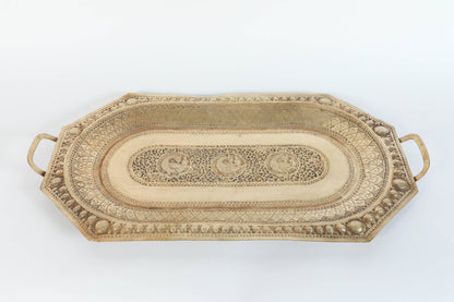 Antique Brass Charger Tray, Octagonal Design, India, 1920 — India