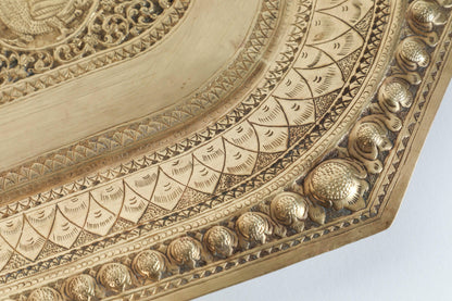 Antique Brass Charger Tray, Octagonal Design, India, 1920 — India