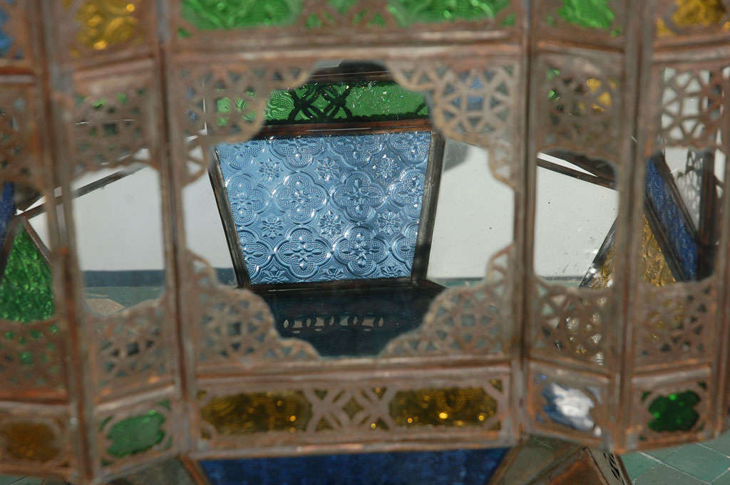 Moroccan Vintage Moorish Glass Lantern from Marrakech