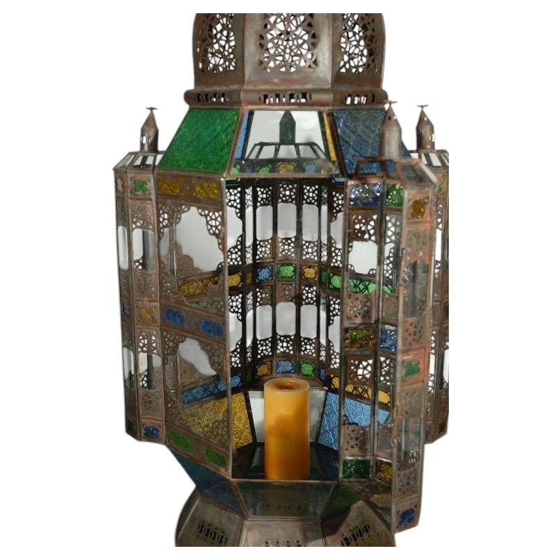 Moroccan Vintage Moorish Glass Lantern from Marrakech