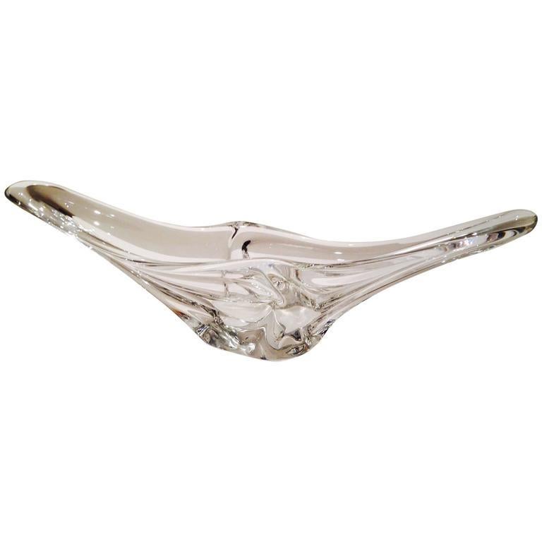 Daum France Sculptural Curvilinear Crystal Art Glass Fruit Bowl Centerpiece — additional view 2