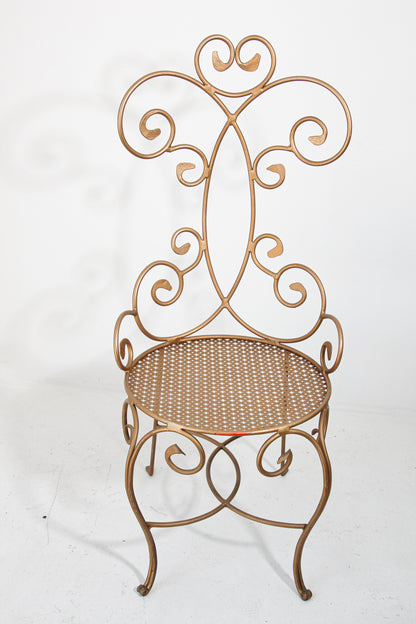 Hollywood Regency Vintage Italian Gilt Iron Sculptural Chair — Italy