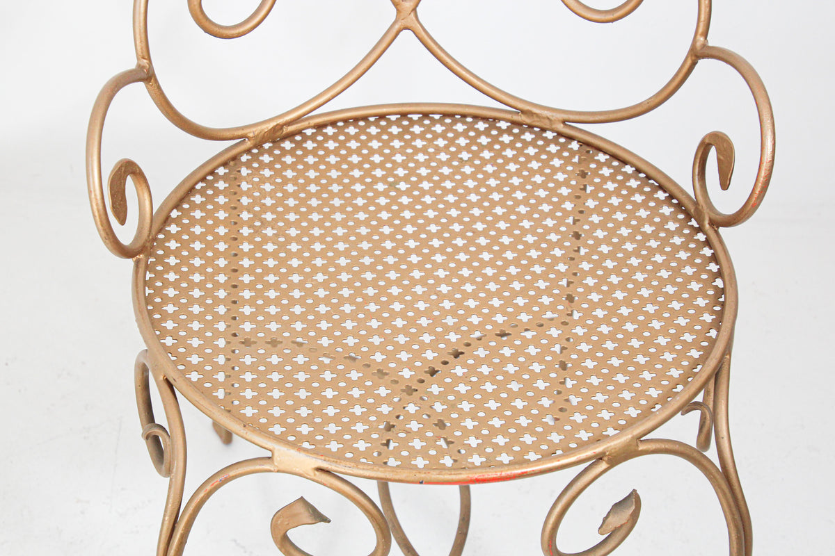 Hollywood Regency Vintage Italian Gilt Iron Sculptural Chair — Italy