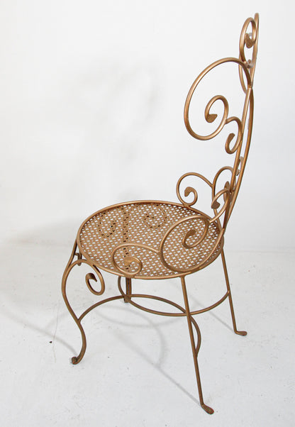 Hollywood Regency Vintage Italian Gilt Iron Sculptural Chair — Italy
