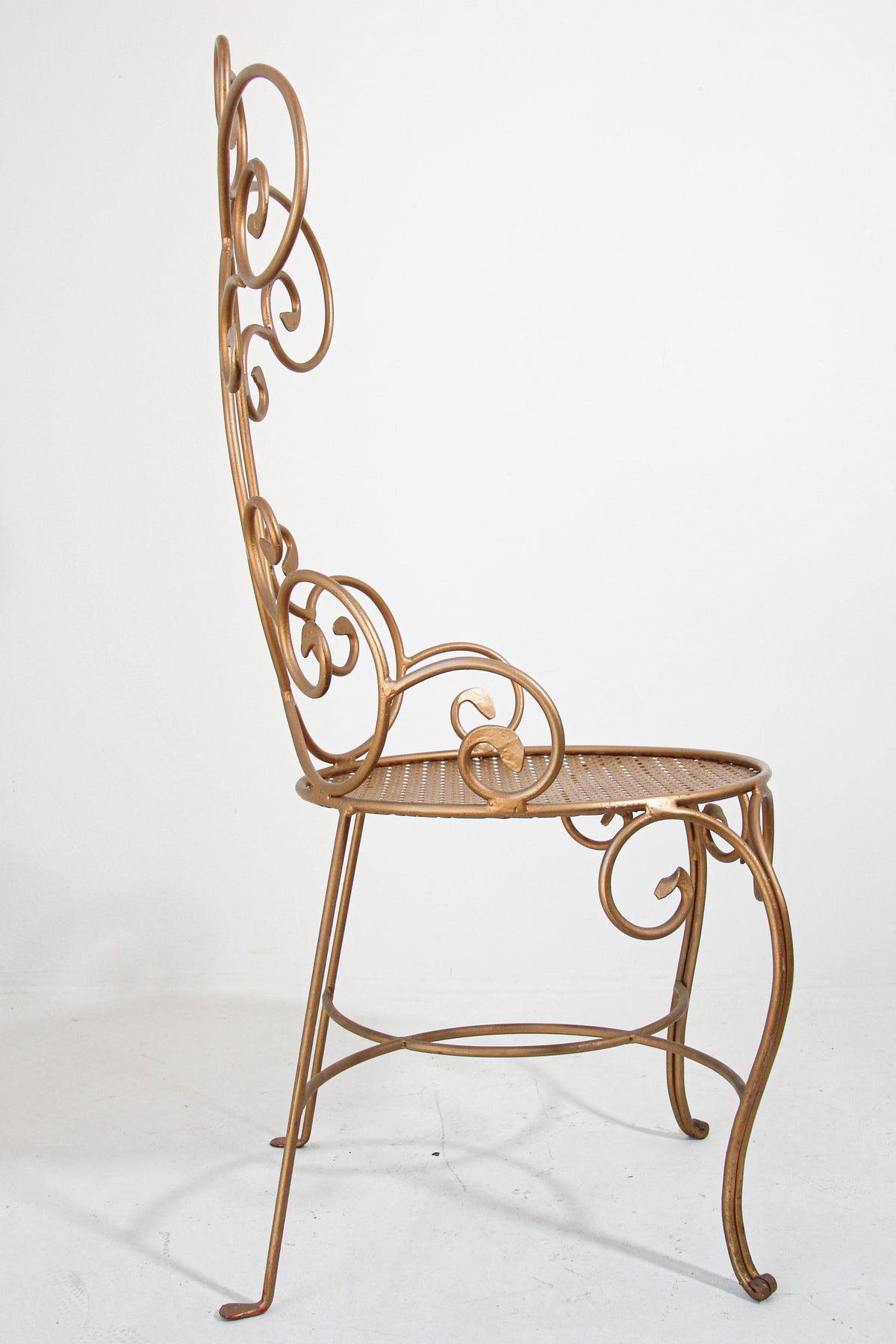 Hollywood Regency Vintage Italian Gilt Iron Sculptural Chair — Italy