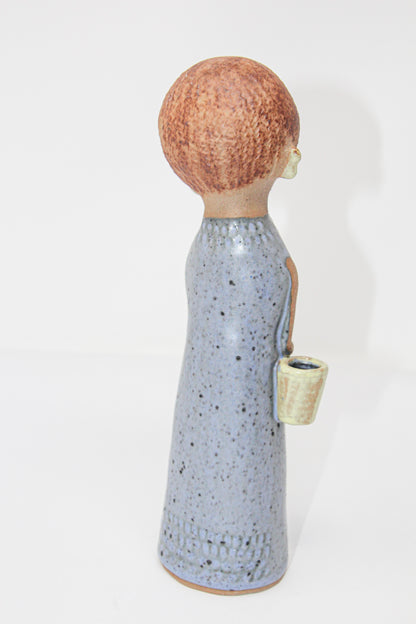 Vintage Traditional Japanese Young Woman Ceramic Sculpture — Japan