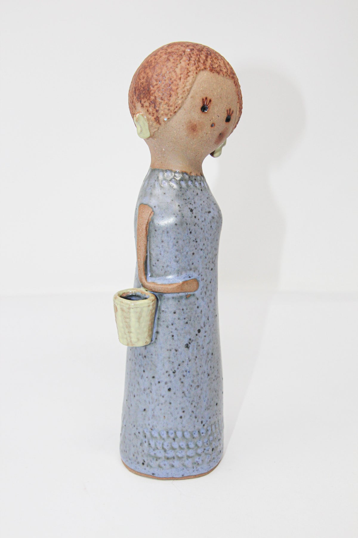 Vintage Traditional Japanese Young Woman Ceramic Sculpture — Japan