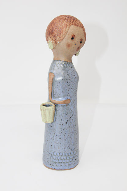 Vintage Traditional Japanese Young Woman Ceramic Sculpture — Japan