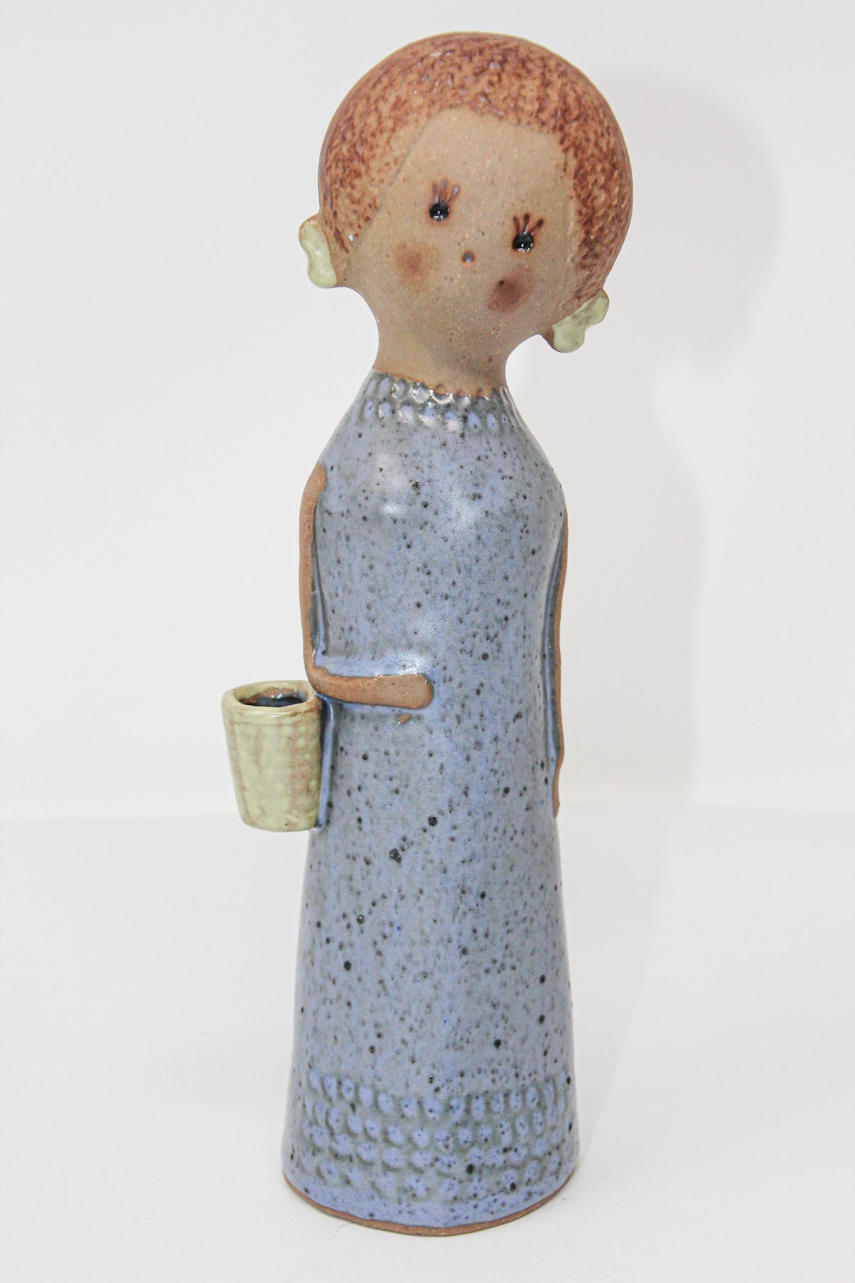 Vintage Traditional Japanese Young Woman Ceramic Sculpture — Japan