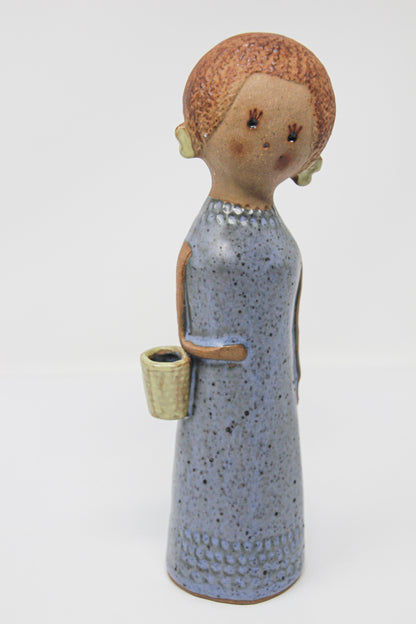 Vintage Traditional Japanese Young Woman Ceramic Sculpture — Japan
