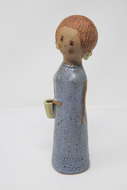 Vintage Traditional Japanese Young Woman Ceramic Sculpture — Japan