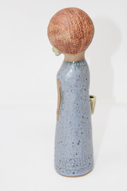 Vintage Traditional Japanese Young Woman Ceramic Sculpture — Japan