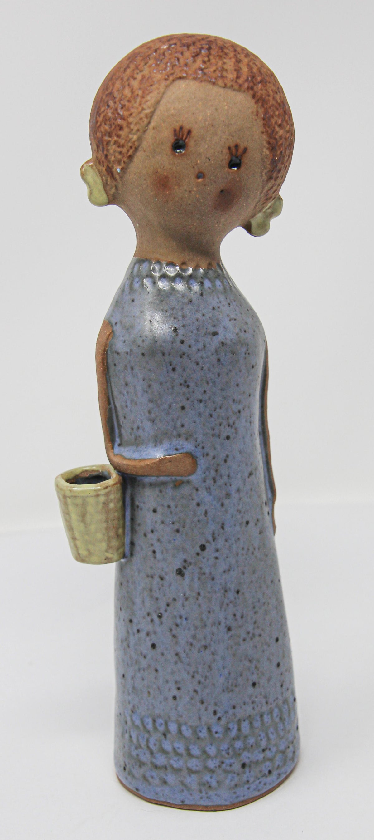 Vintage Traditional Japanese Young Woman Ceramic Sculpture — Japan