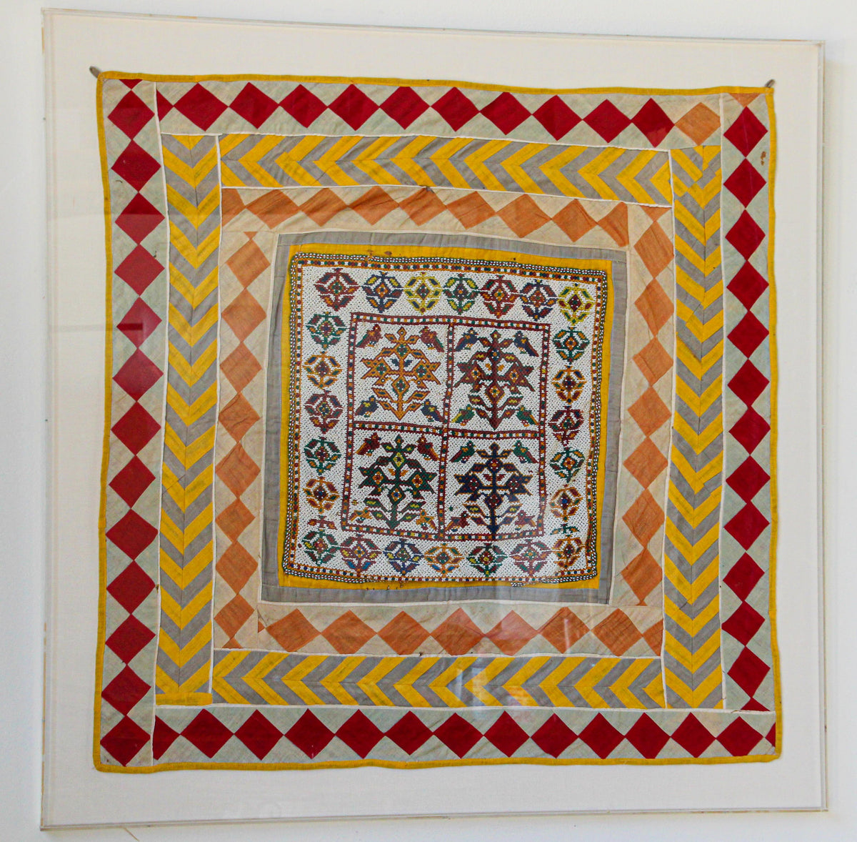 Vintage Gujarat Saurashta Ethnic Beaded Textile India Framed — additional view 16