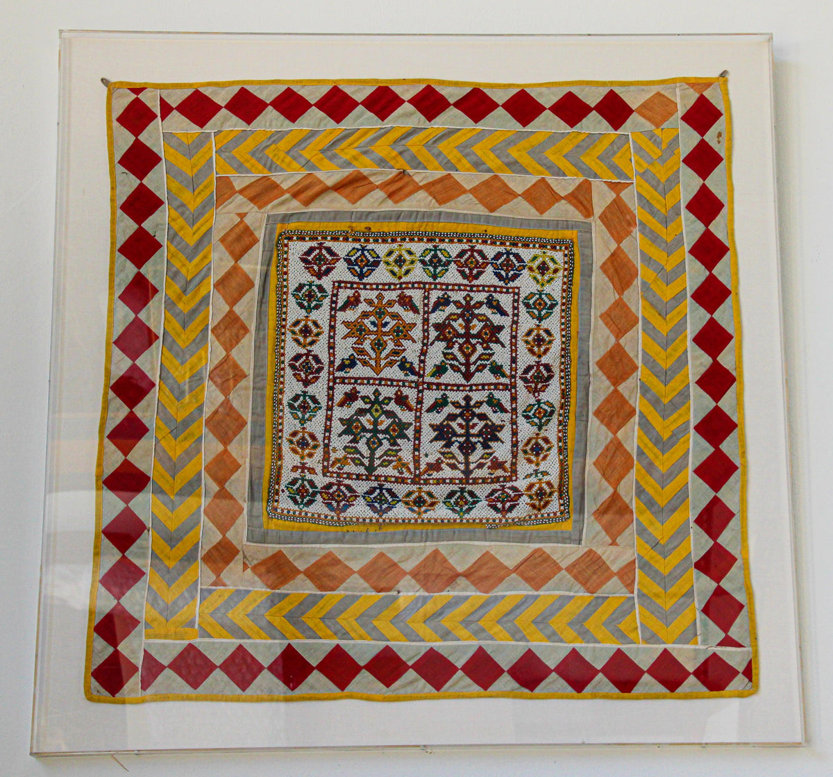 Vintage Gujarat Saurashta Ethnic Beaded Textile India Framed — additional view 17