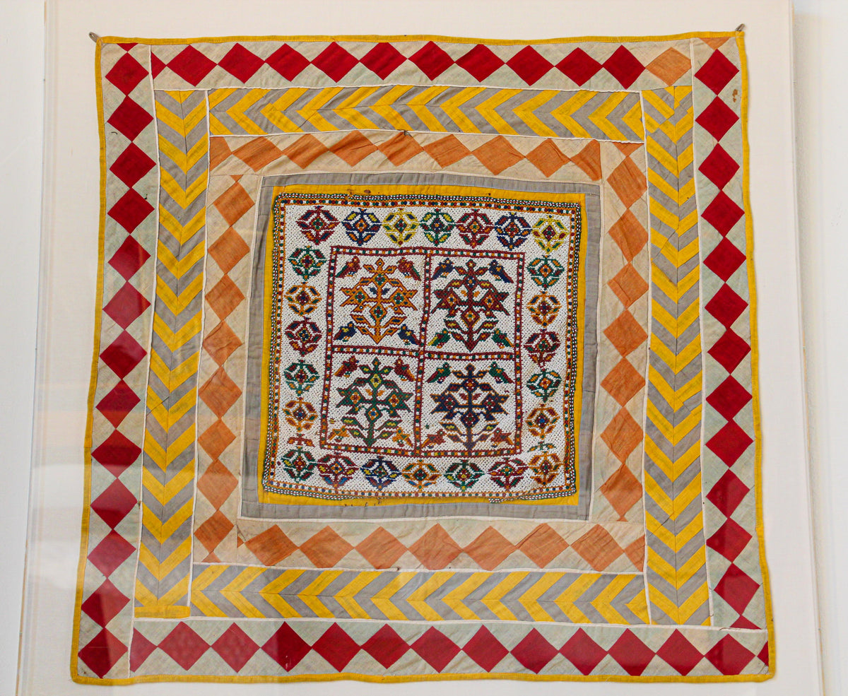 Vintage Gujarat Saurashta Ethnic Beaded Textile India Framed — additional view 19