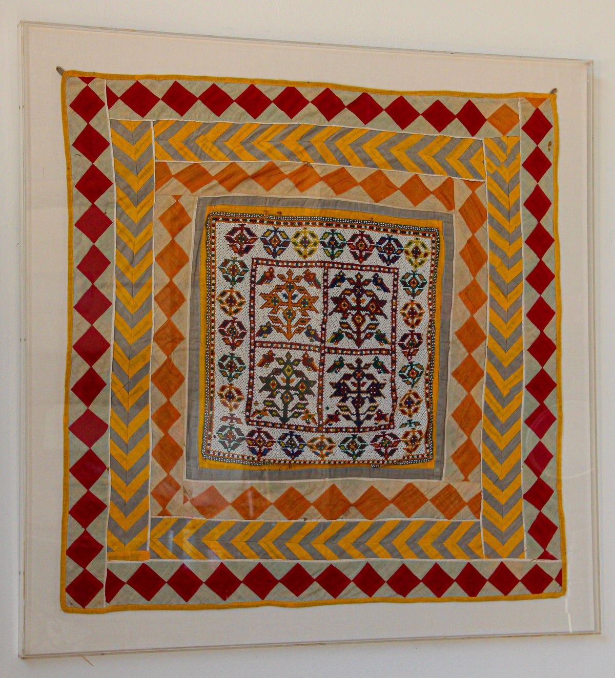 Vintage Gujarat Saurashta Ethnic Beaded Textile India Framed — additional view 3