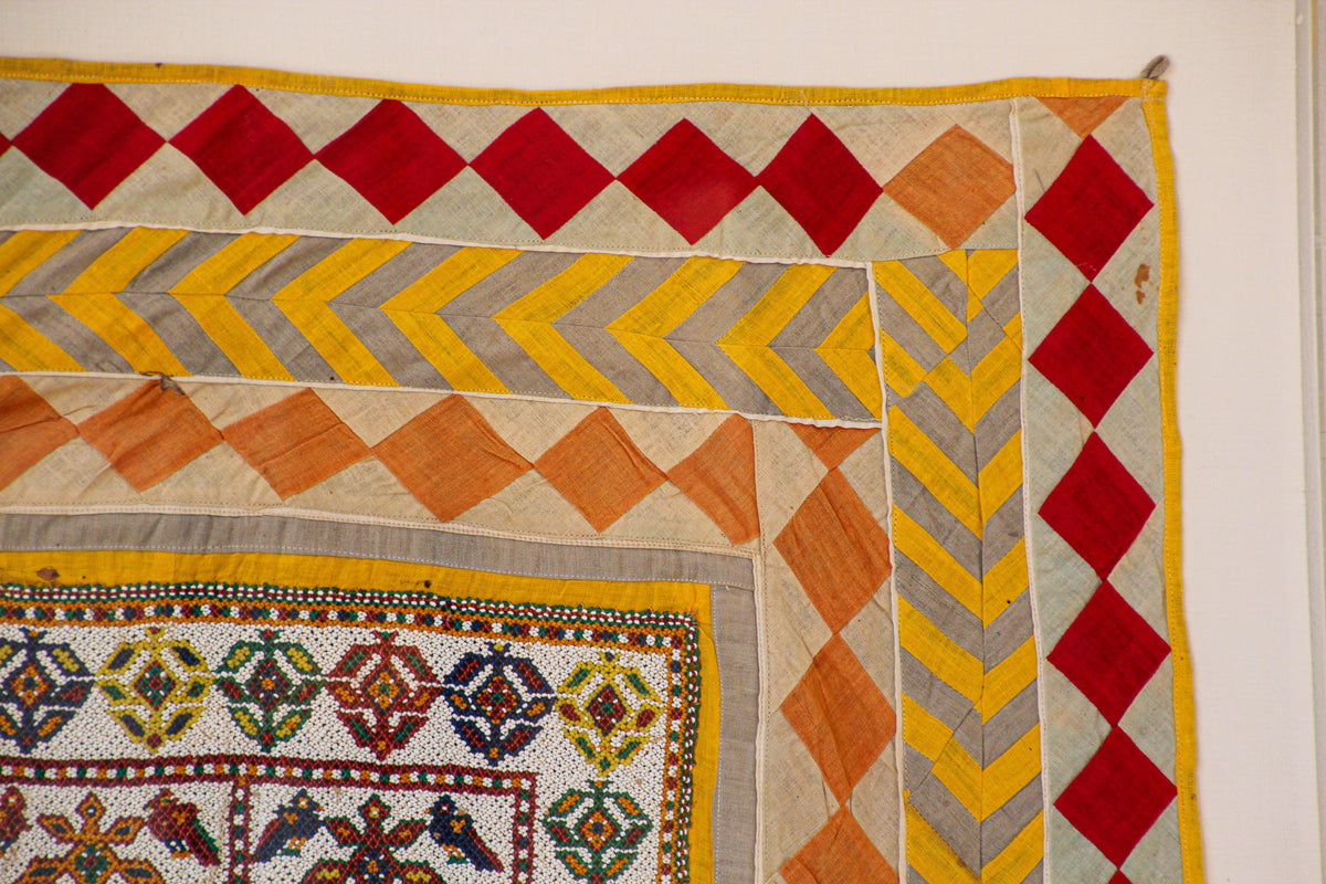 Vintage Gujarat Saurashta Ethnic Beaded Textile India Framed — additional view 6