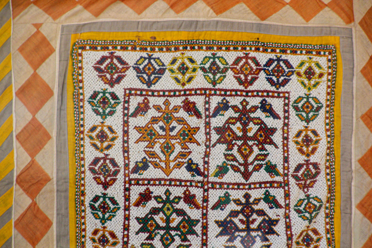 Vintage Gujarat Saurashta Ethnic Beaded Textile India Framed — additional view 7