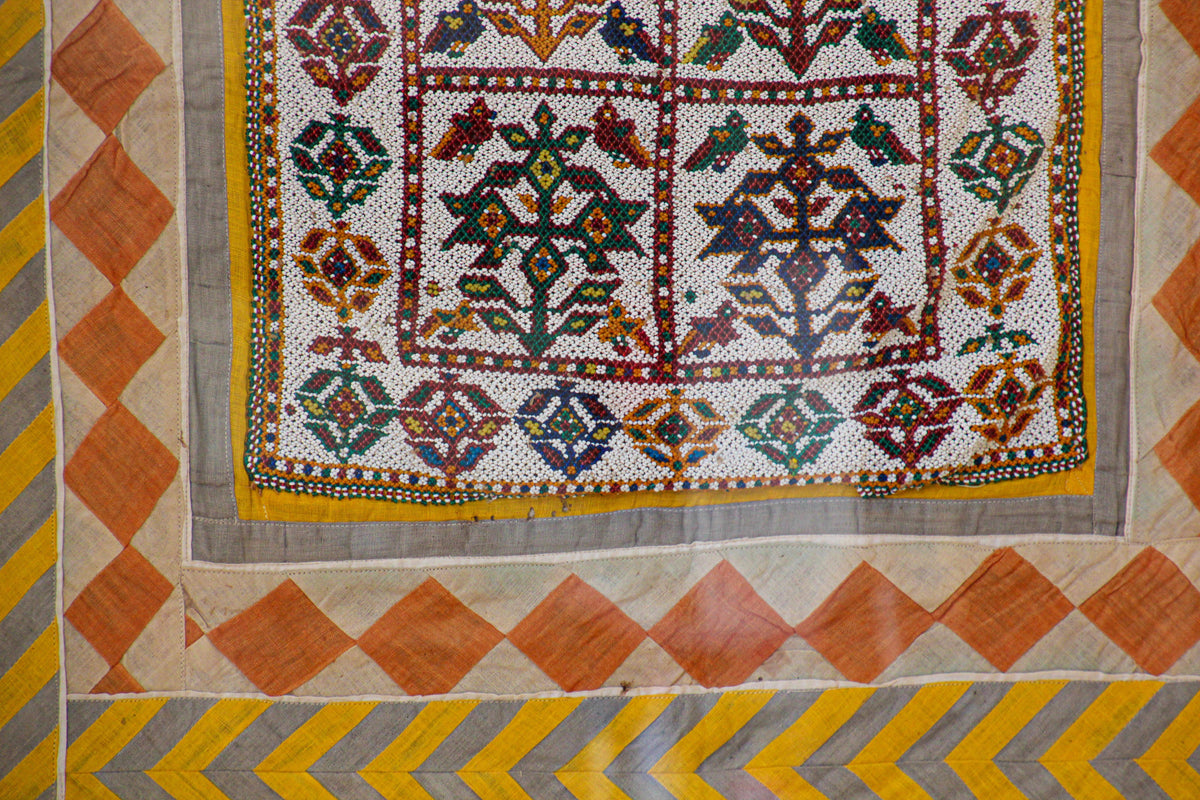 Vintage Gujarat Saurashta Ethnic Beaded Textile India Framed — additional view 8