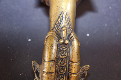 Vintage Buddhist Bronze Protector Deity Statue Door Handle — additional view 7
