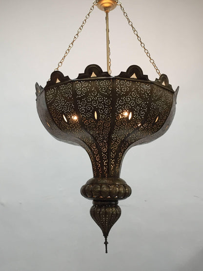 Vintage Large Brass Moroccan Chandelier in Alberto Pinto Moorish Style – view 2