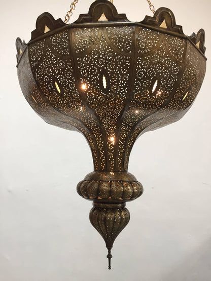 Vintage Large Brass Moroccan Chandelier in Alberto Pinto Moorish Style – view 3
