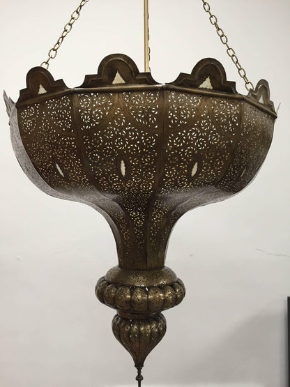 Vintage Large Brass Moroccan Chandelier in Alberto Pinto Moorish Style – view 5