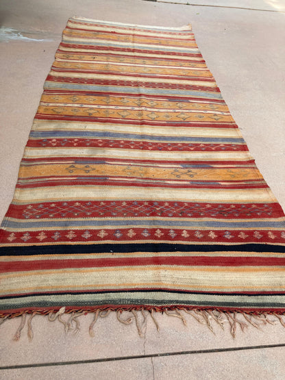 Vintage Moroccan Kilim Rug by Berber Tribes, Handwoven Wool, 1960s — Morocco