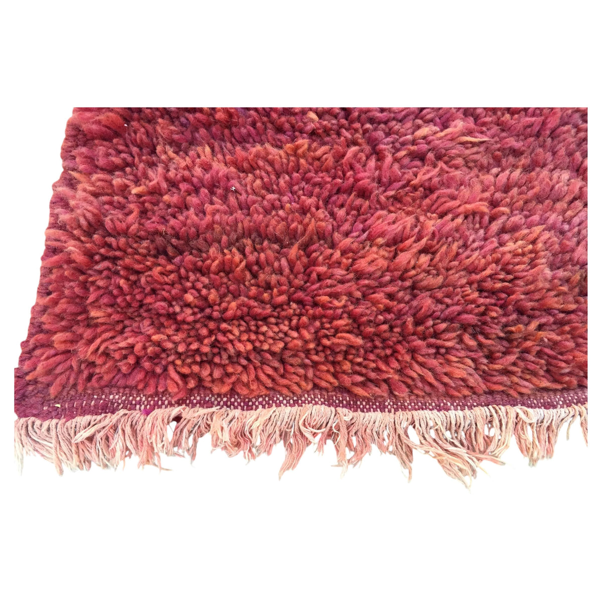 Moroccan Shaggy Wool Rug by Berber Tribes, Red High Pile, Vintage 1980