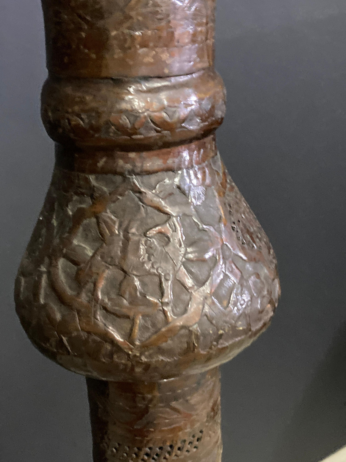Antique Middle Eastern Handcrafted Moorish Islamic Brass Floor Lamp 19th Century — detail view 10