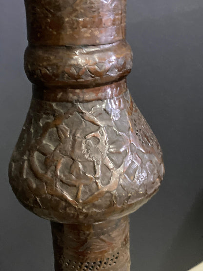 Antique Middle Eastern Handcrafted Moorish Islamic Brass Floor Lamp 19th Century — detail view 10