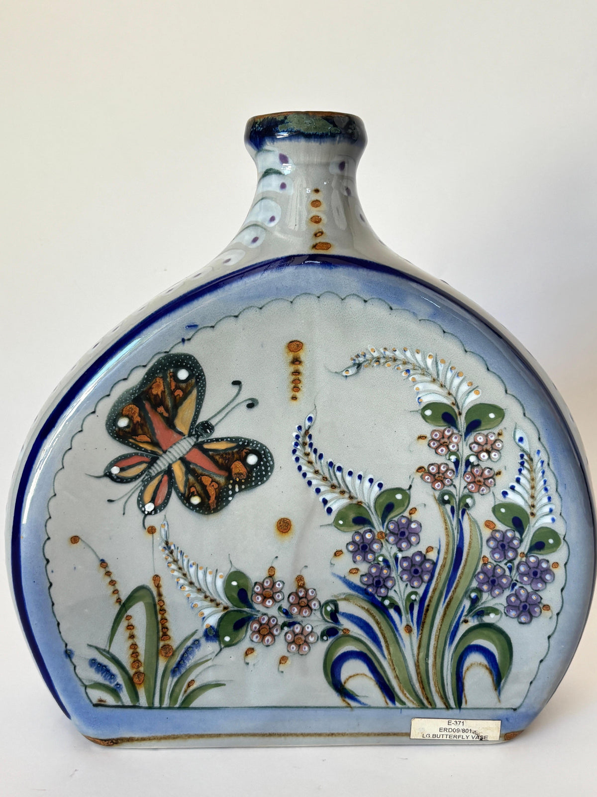 Vintage Erandi Tonalá Pottery Flask Vase, Hand-Painted, Signed, Circa 1970s — additional view 11
