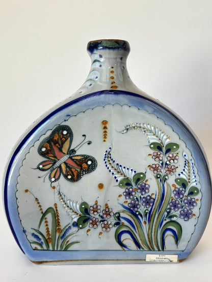 Vintage Erandi Tonalá Pottery Flask Vase, Hand-Painted, Signed, Circa 1970s — additional view 11