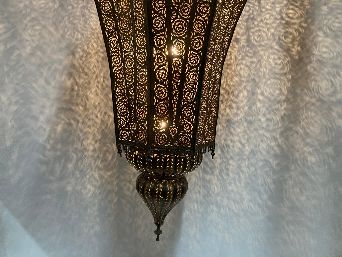 Monumental 88-Inch Moroccan Pierced Brass Chandelier Handcrafted in Marrakech – view 4