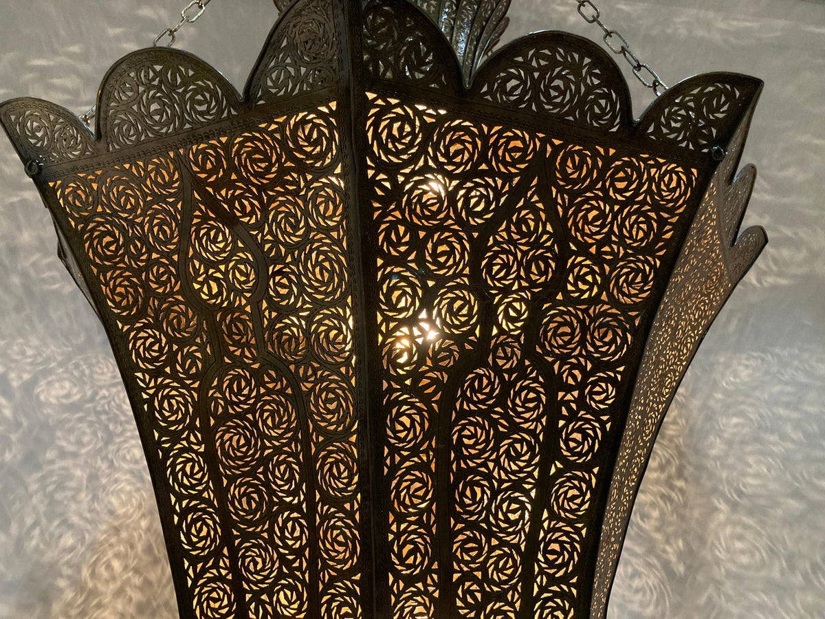 Monumental 88-Inch Moroccan Pierced Brass Chandelier Handcrafted in Marrakech – view 5